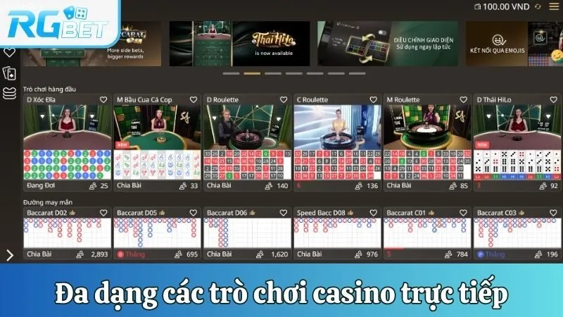 Các trò chơi casino trực tiếp riêng biệt, đa dạng