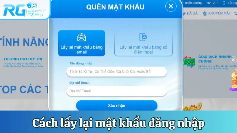 Cách lấy lại mật khẩu của tài khoản qua địa chỉ email