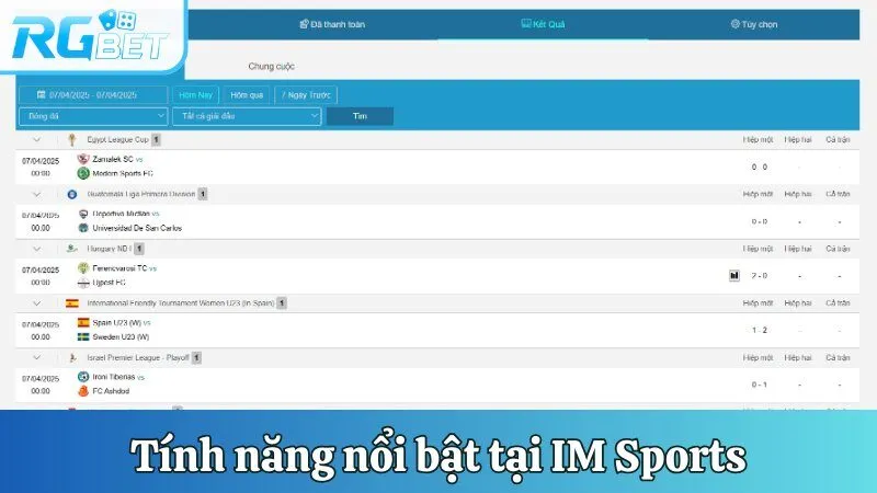 Tính năng nổi bật tại IM Sports